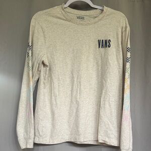 Vans Cream Long Sleeve Shirt with Colorful Sleeves